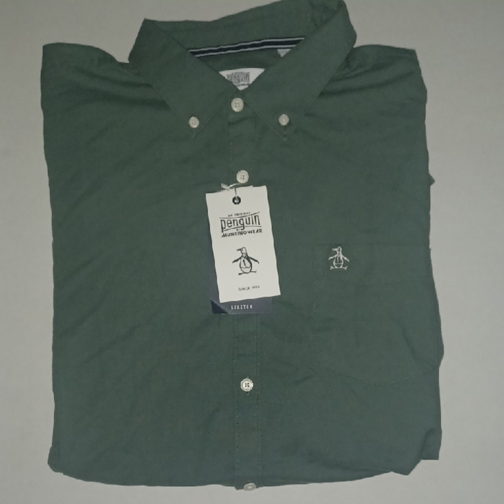Penguin Long Sleeve Button-Down Shirt XXL Gray NWT